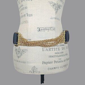 Vintage Ginnie Johansen Gold Chain Belt Small Black